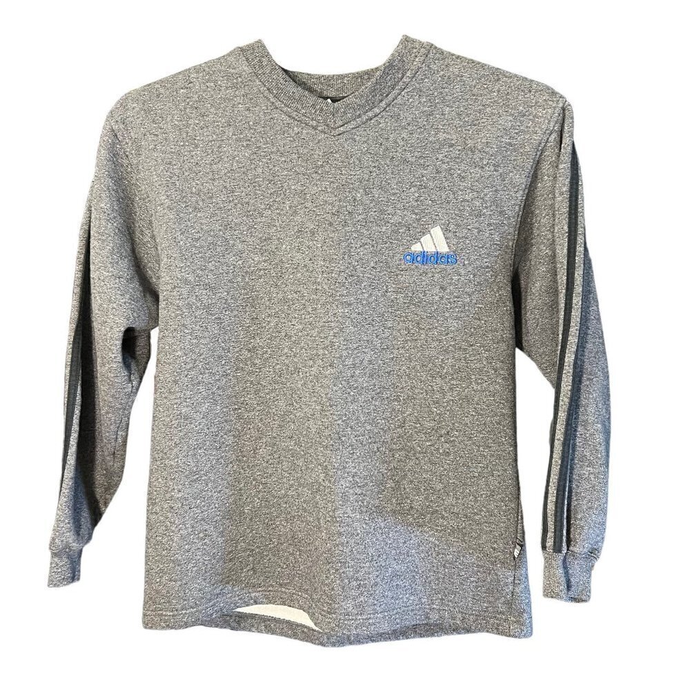 Vintage Adidas Sweatshirt Adult Large Gray Crewneck Embroidered Logo 3 Stripe